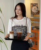 Churing Lace Bustier Lettering Short Sleeve Knit