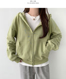 Pile Two-Way Plain Color Hood Zip-Up