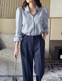 Stoney Stripe Puff Shirt Blouse