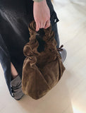 Miel Suede Shirring Ribbon Shoulder Bag