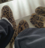 Winter Full Lining Fur Leopard Fur Slippers