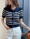 Hazel Stripe Puff Knit Cardigan