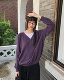 Er Button Layered V-Neck Long Sleeve Long Knit
