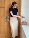 Laend Cool Basic Back Slit H-Line Skirt