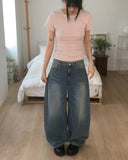 Kaol Washing Wide Balloon Denim Pants