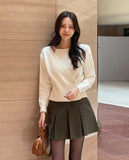 [Wool 10%] Luca Unbalanced Halter Button Wrap Knit