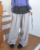 Jetso Layered Checkered Micro Mini Skirt Belt