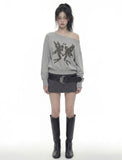 TWIN ANGEL One-Shoulder Sweatshirt