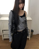 Jinu Sleeve Button Ribbed Wrap Hoodie
