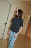 Ribbon Denim Pigment Crop TEE