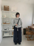 Tomiki banding string dot fleece wide pants