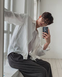 Mirow See-through Basic Long Sleeve Shirt