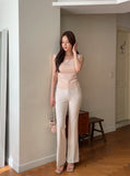 Ezha Square Neck Shirring Cap Sleeve Knit
