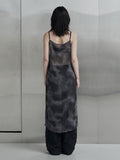 [mnem] smudge layered long dress