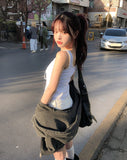Zuki Vintage Ruffle Button Top