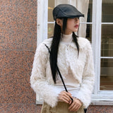 [MADE] Petyl Sailor Crop Mongle Fur Hook Cardigan