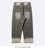 Dust Washing Wide Denim Pants
