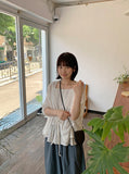 Nanako Summer Ribbon Puff Short Sleeve Bolero Knit Cardigan