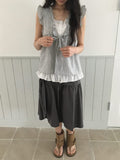 Hakeel Check Shirring Lace Layered Blouse