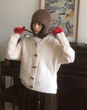 Hinmo Cable Duffle Button Hood Knit Cardigan