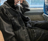 Drape hood denim jacket
