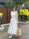 Peeling Pleated Sleeveless Long One Piece (Belt Set)
