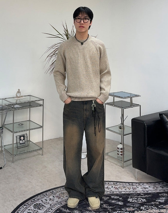 【SATIIIZ】Teden Washing Wide Denim Pants Teden Washing Wide Denim Pants - satiiiz
