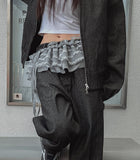 Lace Tiered Layered Wrap Belt Skirt