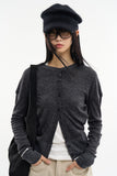 Hiles wide rib round-neck cardigan