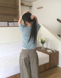 Nodi Back Pocket Wide Cotton Pants