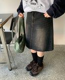 Itste Washing Denim Midi Skirt