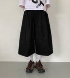 Sinmis Banding Incised Cotton Bermuda Pants
