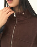 Nuen Suede Slit String Zip-Up Jacket