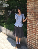 Tapee stripe ribbon strap pocket shirt