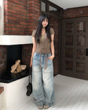 As Vintage Cut-out Wide Denim Pants