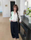 Mode Ribbed Open Frill Cardigan