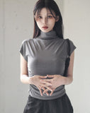 Side Shirring High Neck Tee