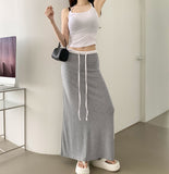 Color Matching Layered Maxi H-line Long Skirt