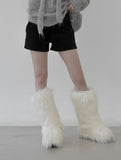 1177 Fur Platform Sole Long Boots (5cm)