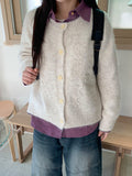 Cushit Flower Raglan Wool Knit Cardigan