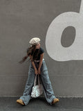 [U-DENIM/Planning Products] Summer Pintuck Wide Cargo Denim Pants