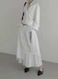 Celine Layered Unbalanced Long Skirt