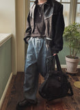 Two-line washing cargo denim pants