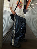 Metallic Side Zipper Pants