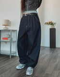 Comp Raw Pintuck Wide Denim Pants