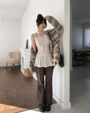 Tiz Button Ruffle Layered Sleeveless Scarf Set