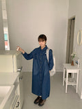 Tind Dark Blue Denim Long One Piece