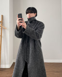 Mohair Leather Collar Wool Coat