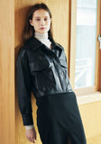 Lambskin Cropped Zip-up Jacket Woman