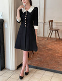 Roabi collar two-tone tweed A-line mini one piece